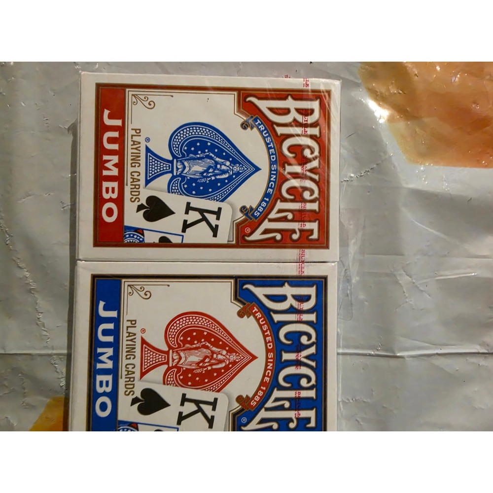 Bicycle Jumbo Face Playing Cards 2 Deck Set Red and Blue Standard Size New